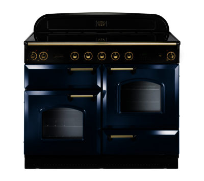 Rangemaster Classic 110 Electric Induction Range Cooker - Blue & Brass